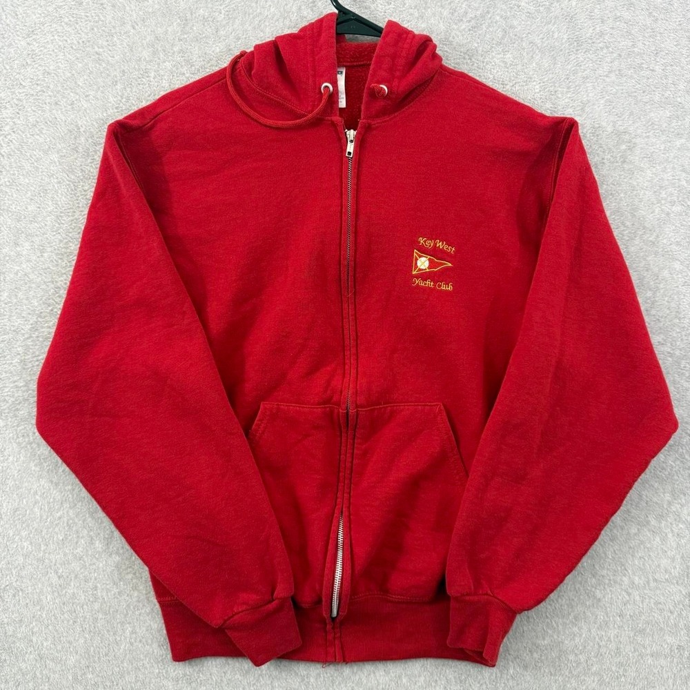 intage 90s Jerzees Key West Yacht Club Red Zip Up Hoodie Small Vintage